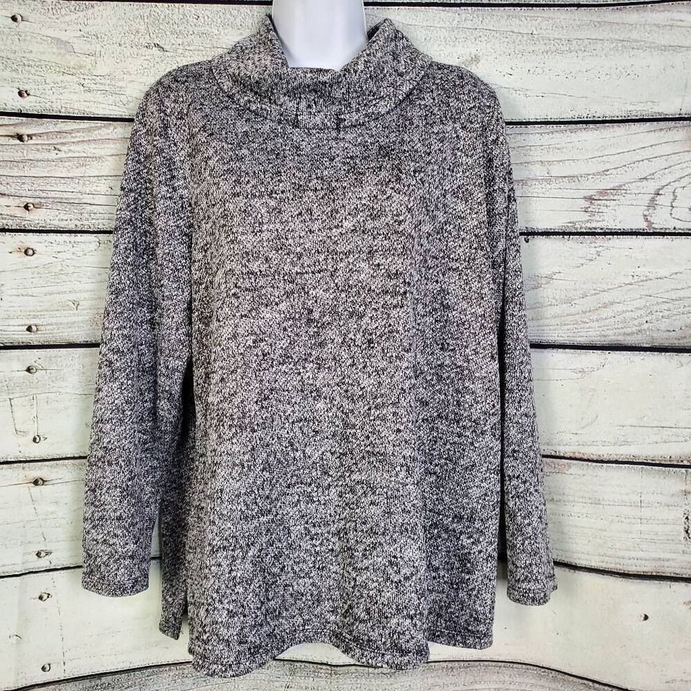 Lane Bryant Women’s Cowl Neck Sweater Size 14/16 Gray Marled Knit Pullover Long